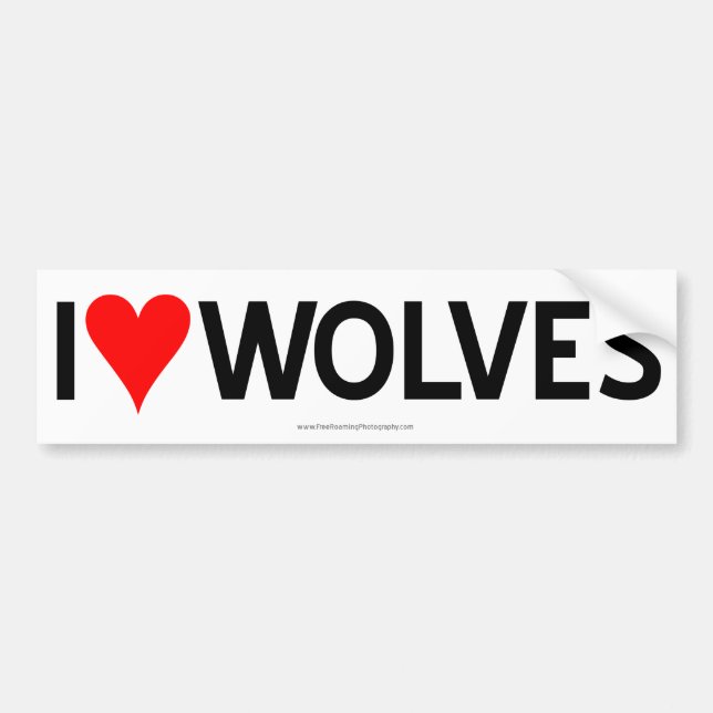 I Heart Wolves Bumper Sticker (Front)