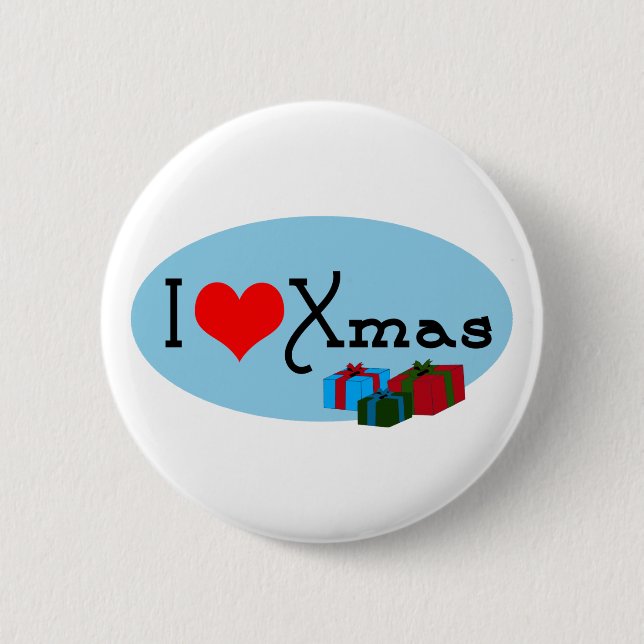 I heart xmas 2 inch round button (Front)