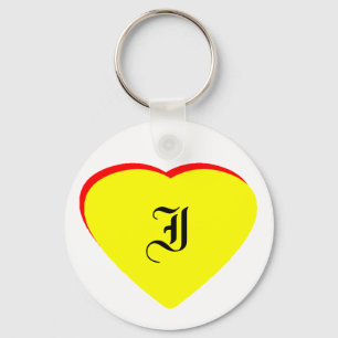 "I" Heart Yellow Red Wedding Invitation The MUSEUM Keychain
