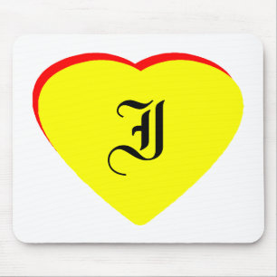 "I" Heart Yellow Red Wedding Invitation The MUSEUM Mouse Pad