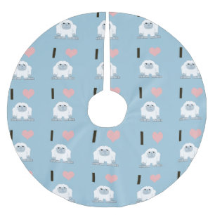 I Heart Yeti Cute Cartoon Snow Monster Brushed Polyester Tree Skirt