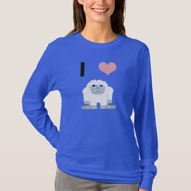 I Heart Yeti Cute Cartoon Snow Monster T-Shirt (Front)