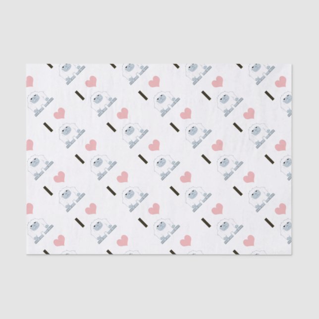 I Heart Yeti Cute Cartoon Snow Monster Tissue Paper (Front)