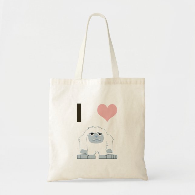 I Heart Yeti Cute Cartoon Snow Monster Tote Bag (Front)