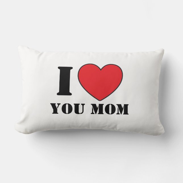 I Heart  you Mom lumbar Lumbar Pillow (Front)