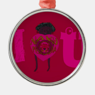 I Heart You Nakupenda Sana Happy Valentine's Day  Metal Ornament