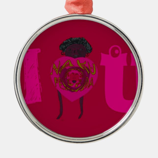 I Heart You Nakupenda Sana Happy Valentine's Day  Metal Ornament (Front)