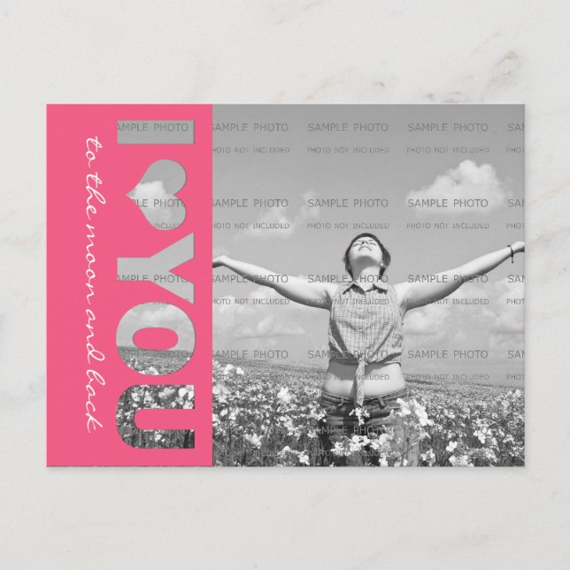 I Heart You Personalized Photo Postcard Template (Front)