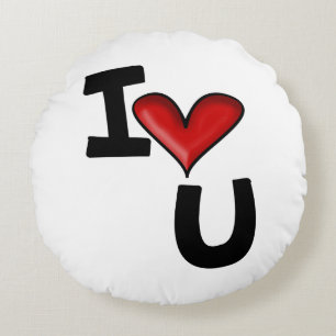 I heart you round pillow