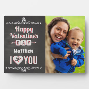 I Heart You Valentine Cupid photo and name Plaque