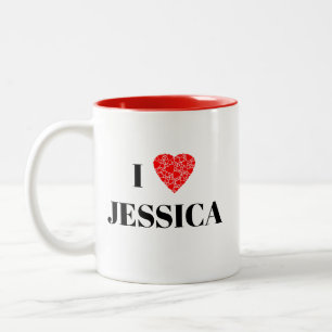 I heart your name   Gift to personalize Two-Tone Coffee Mug
