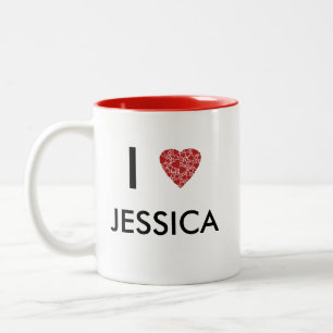 I heart your name   Gift to personalize Two-Tone Coffee Mug
