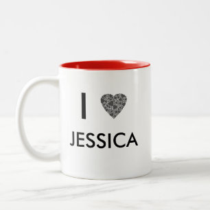 I heart your name   Gift to personalize Two-Tone Coffee Mug