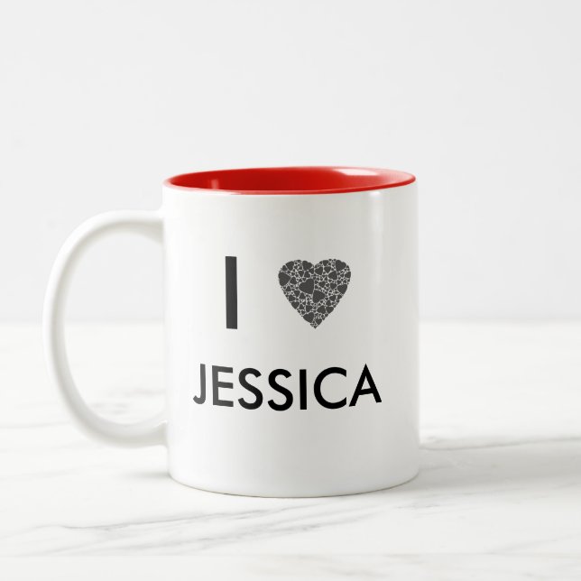 I heart your name | Gift to personalize Two-Tone Coffee Mug (Left)