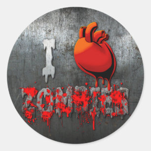 I Heart Zombies Classic Round Sticker