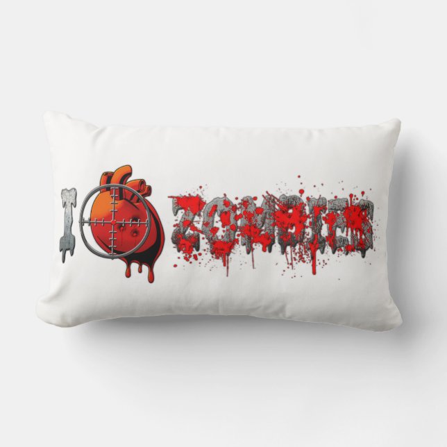 I Heart Zombies Lumbar Pillow (Front)