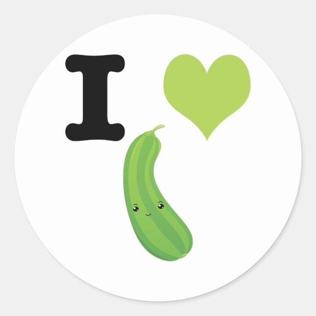 I Heart Zucchini Cute Kawaii Zucchini Classic Round Sticker (Front)