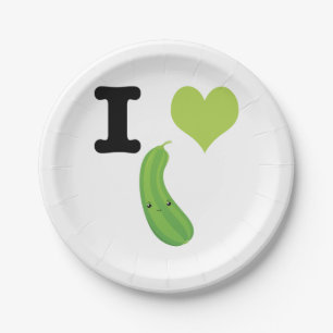 I Heart Zucchini Cute Kawaii Zucchini Paper Plate