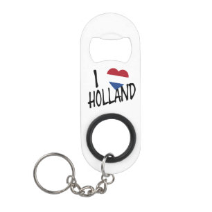 I Heartflag Holland bk on wt bocnt Keychain Bottle Opener