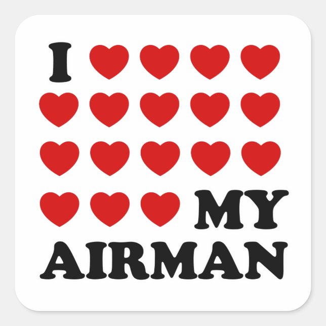 I (hearts) my Airman Square Sticker (Front)