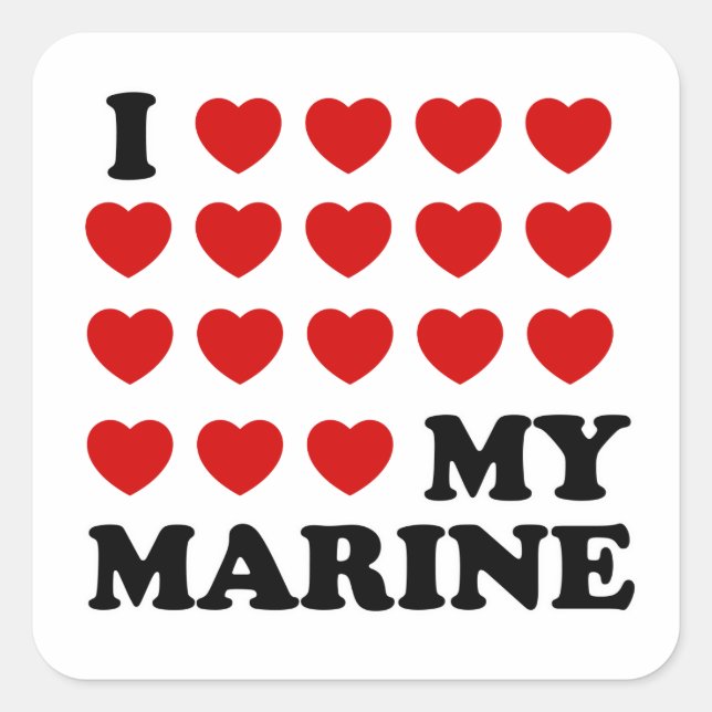 I (hearts) my marine square sticker (Front)