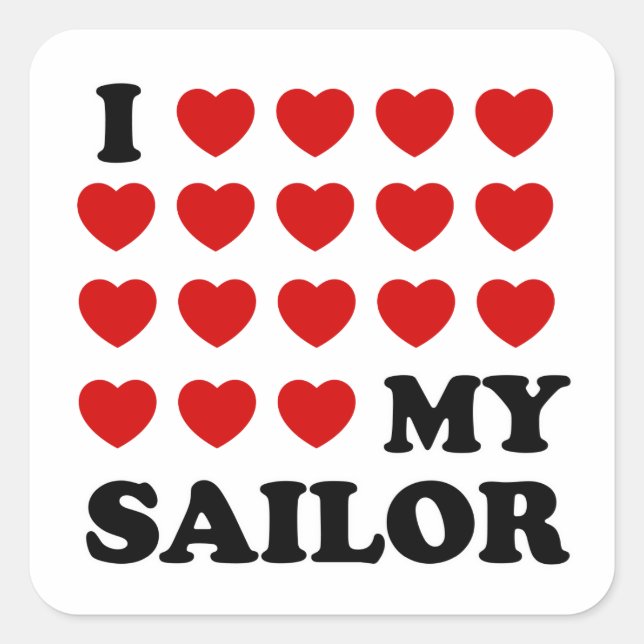 I (hearts) my Sailor Square Sticker (Front)
