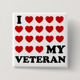 I (hearts) my Veteran 2 Inch Square Button