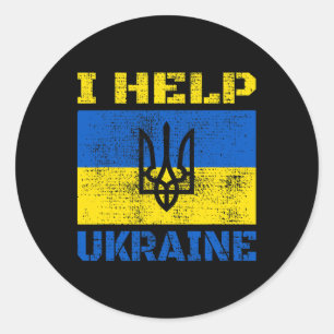 I Help Ukraine Support Ukrainian I Stand With Ukra Classic Round Sticker
