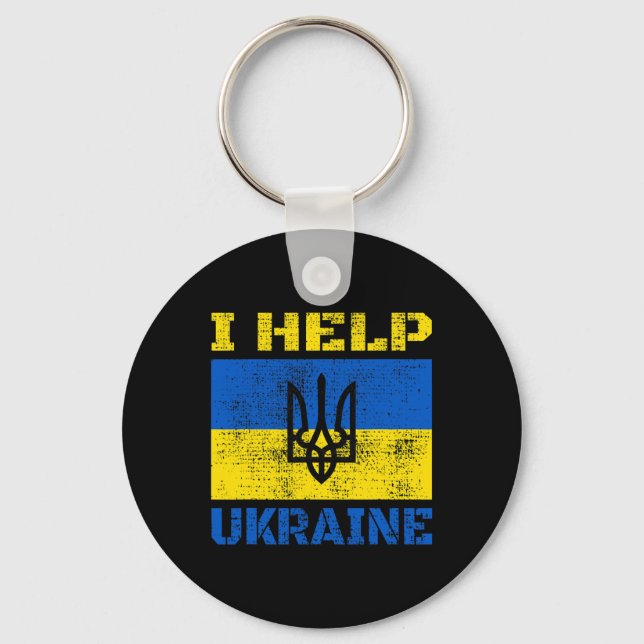 I Help Ukraine Support Ukrainian I Stand With Ukra Keychain (Front)