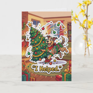 I Helped Pet Chaos Christmas Card Funny Cat Dog