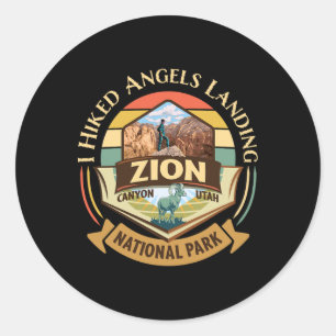I Hiked Angels Landing Zion Retro Vintage Sunset D Classic Round Sticker