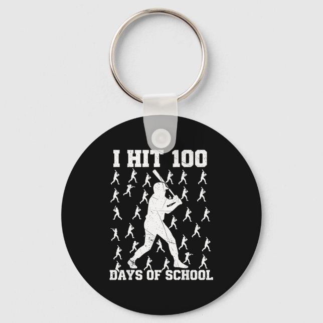 I Hit 100 Days Of School Baseball Boy  Keychain (Front)