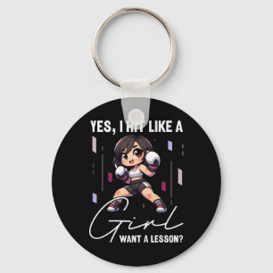 I Hit Like A Girl Want A Lesson Funny Kickboxing,  Keychain