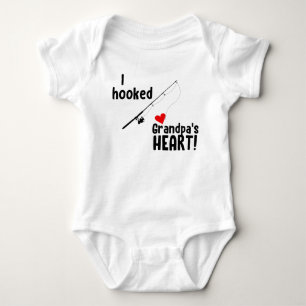 I Hooked Grandpa's Heart Fishing Baby Bodysuit