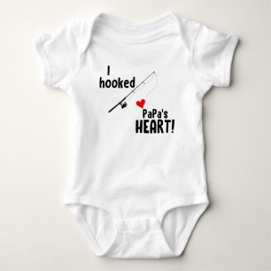 I Hooked PaPa's Heart Fishing Baby Bodysuit