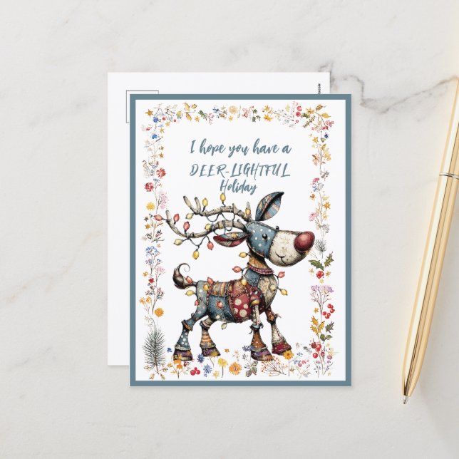 I Hope You Have A DEER-LIGHTFUL Holiday Postcard (Front/Back In Situ)
