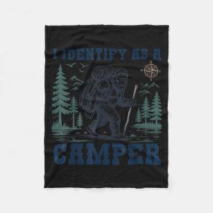 I Identify As A Camper Funny Bigfoot Lovers Fleece Blanket