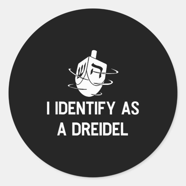 I Identify As A Dreidel Funny Hanukkah Gelt Menora Classic Round Sticker (Front)