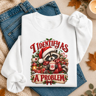 I Identify As A Problem Funny Christmas Raccoon Sweatshirt
