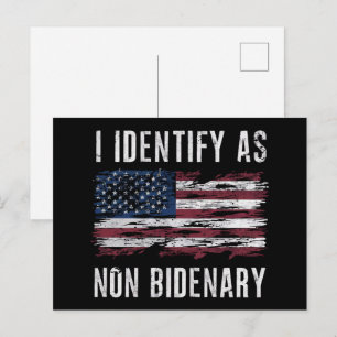 I Identify As Non Bidenary Patriot American Flag Postcard