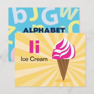 I is for Ice Cream - Alphabet Flash Card