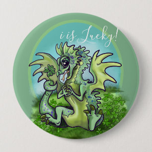 i is Lucky! lil' Dragon Shamrock 4 Inch Round Button