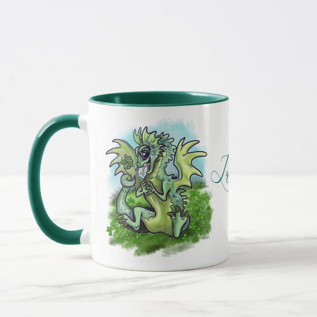 " i is Lucky" lil' dragon shamrock Mug (Left)