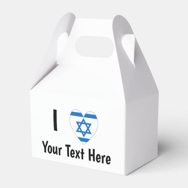 I (Israeli Flag Heart) Your Text Favor Box (Front Side)