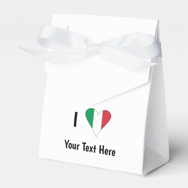 I (Italian Flag Heart Love) Your Text Favor Box (Front Side)