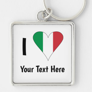 I (Italian Flag Heart Love) Your Text Keychain