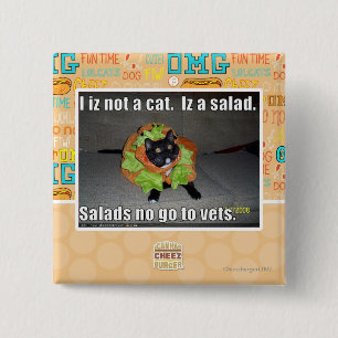 I iz not a cat. Iz a salad. 2 Inch Square Button