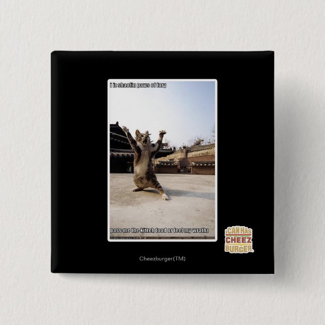 I iz shaolin paws of fury 2 inch square button (Front)