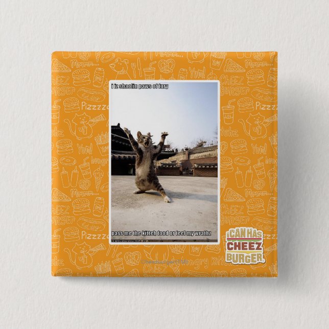 I iz shaolin paws of fury 2 inch square button (Front)