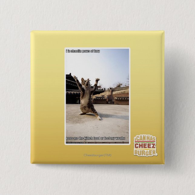 I iz shaolin paws of fury 2 inch square button (Front)